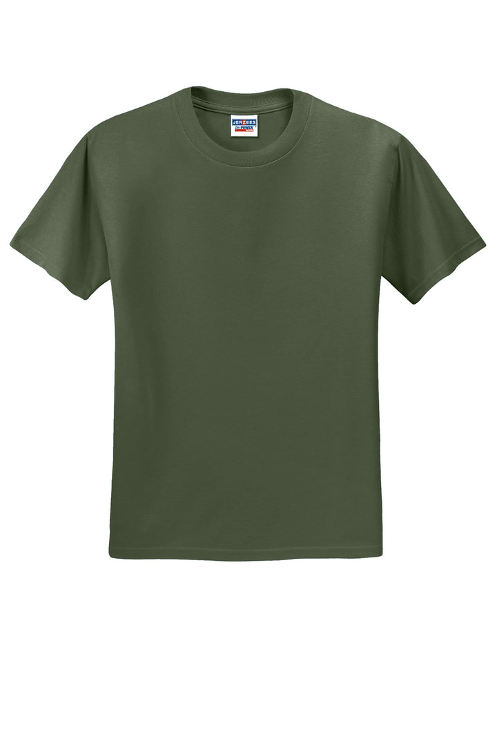 Front View of Military Green Jerzees - Dri-Power 50/50 Cotton/Poly T-Shirt. 29M