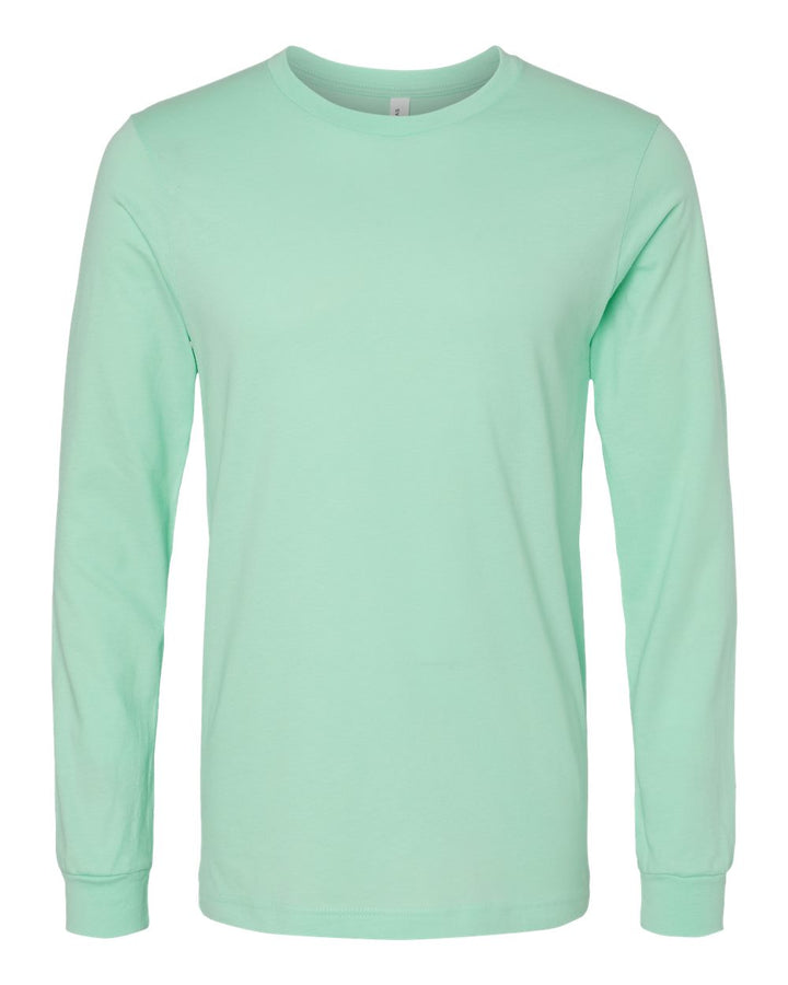 Front View of Mint Jersey Long Sleeve Tee - 3501