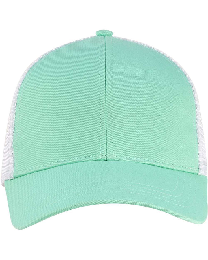 Front View of Mint/ White Eco Trucker Cap - EC7070