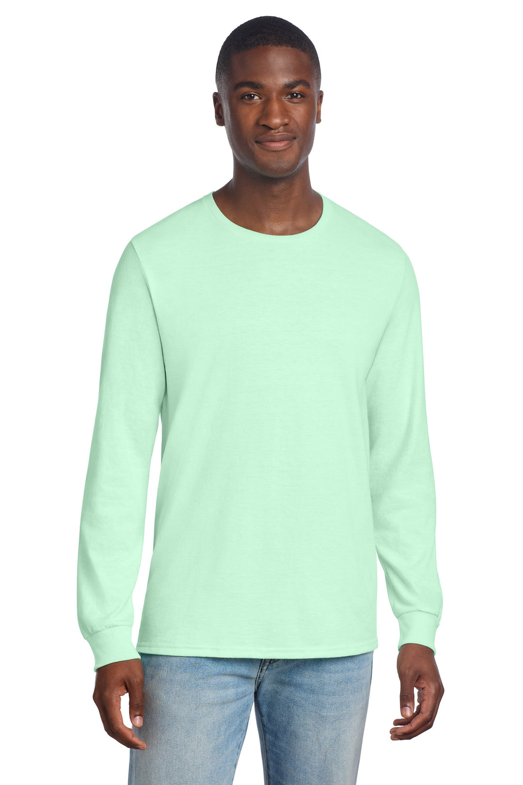 Front View of MintToBe Jerzees Premium Blend Ring Spun Long Sleeve T-Shirt 560LS