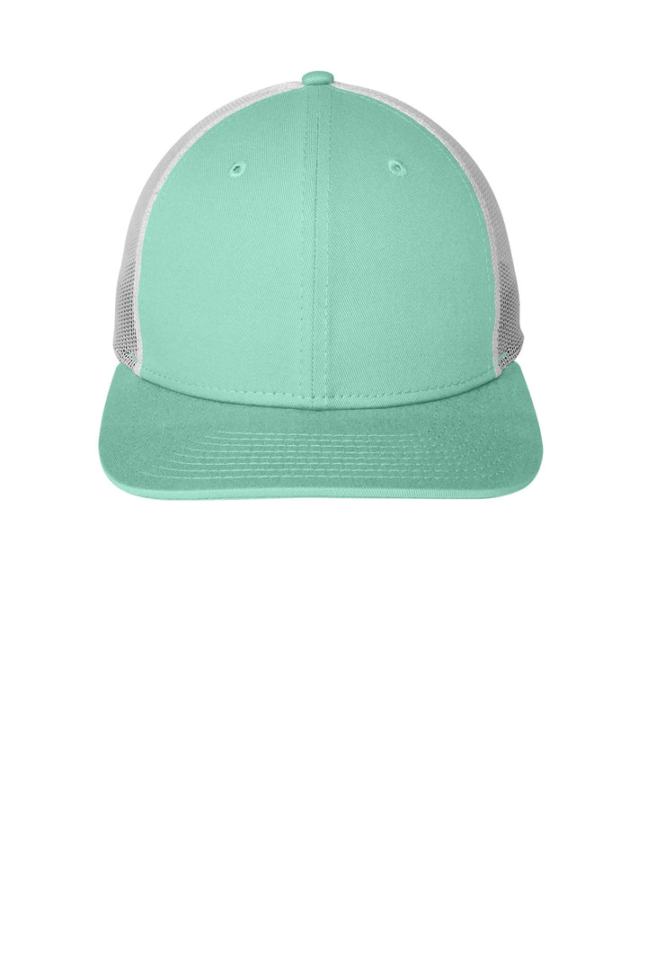 Front View of Mint/White New Era Snapback Low Profile Trucker Cap NE207