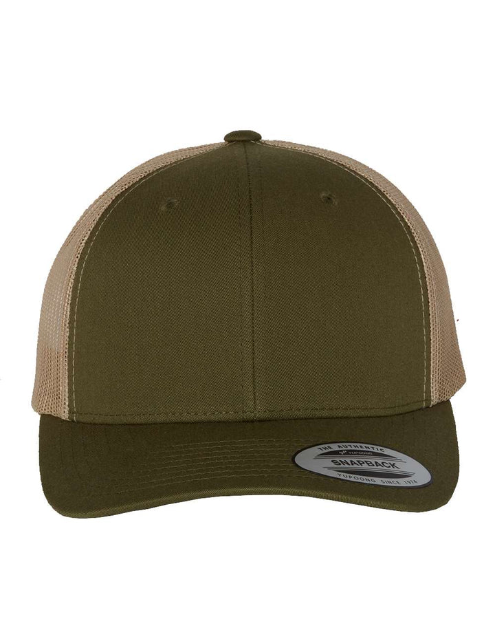 Front View of Moss/ Khaki Retro Trucker Cap - 6606