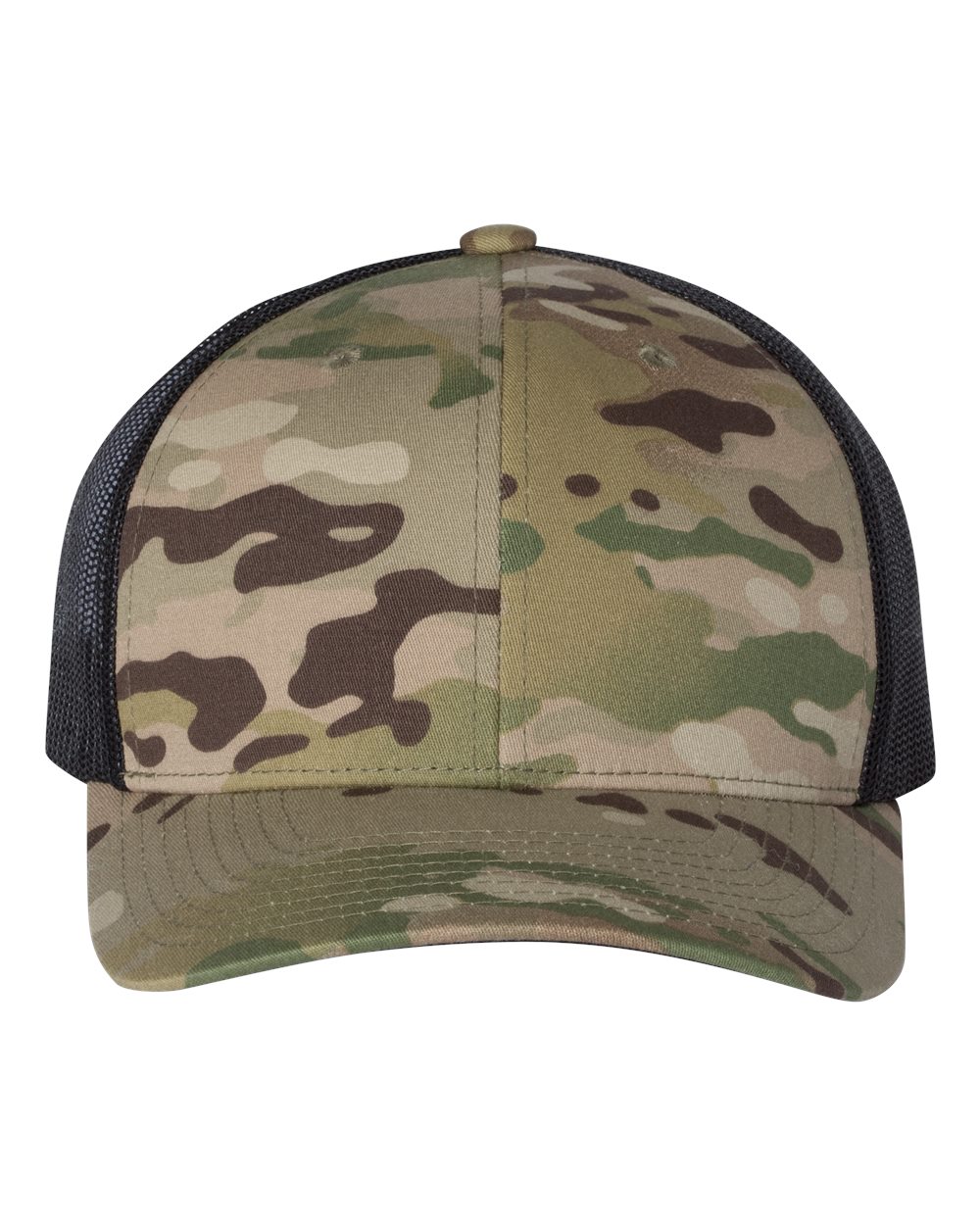 Front View of Multicam Green/ Black Retro Trucker Cap - 6606