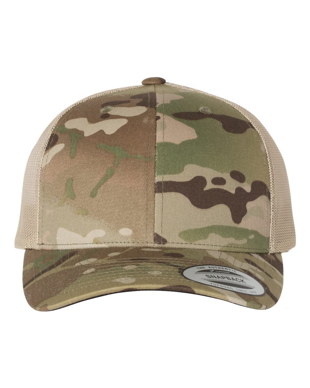 Front View of Multicam Green/ Khaki Retro Trucker Cap - 6606