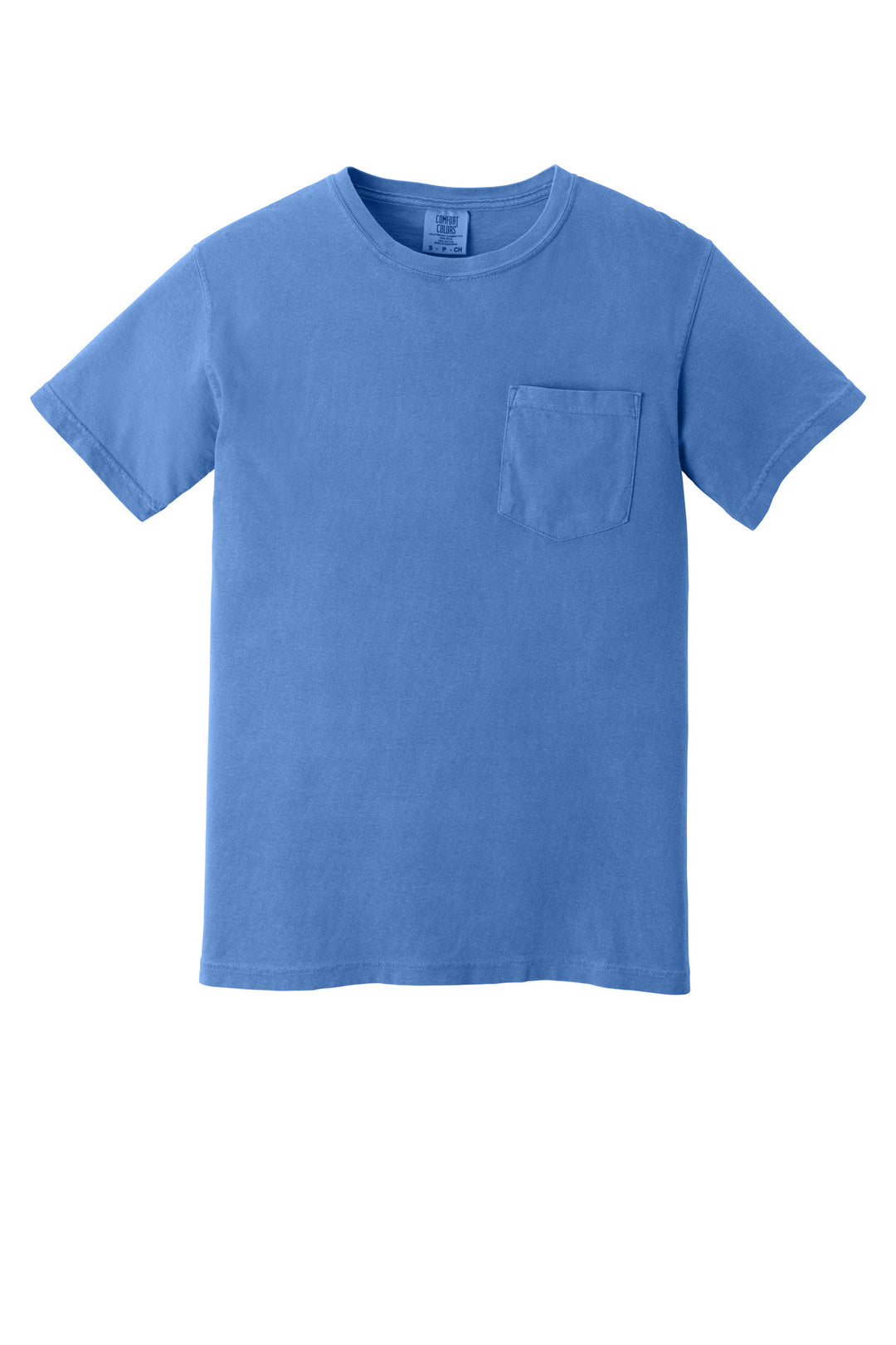 Front View of Mystic COMFORT COLORS Heavyweight Ring Spun Pocket Tee. 6030
