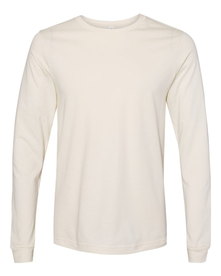 Front View of Natural Jersey Long Sleeve Tee - 3501