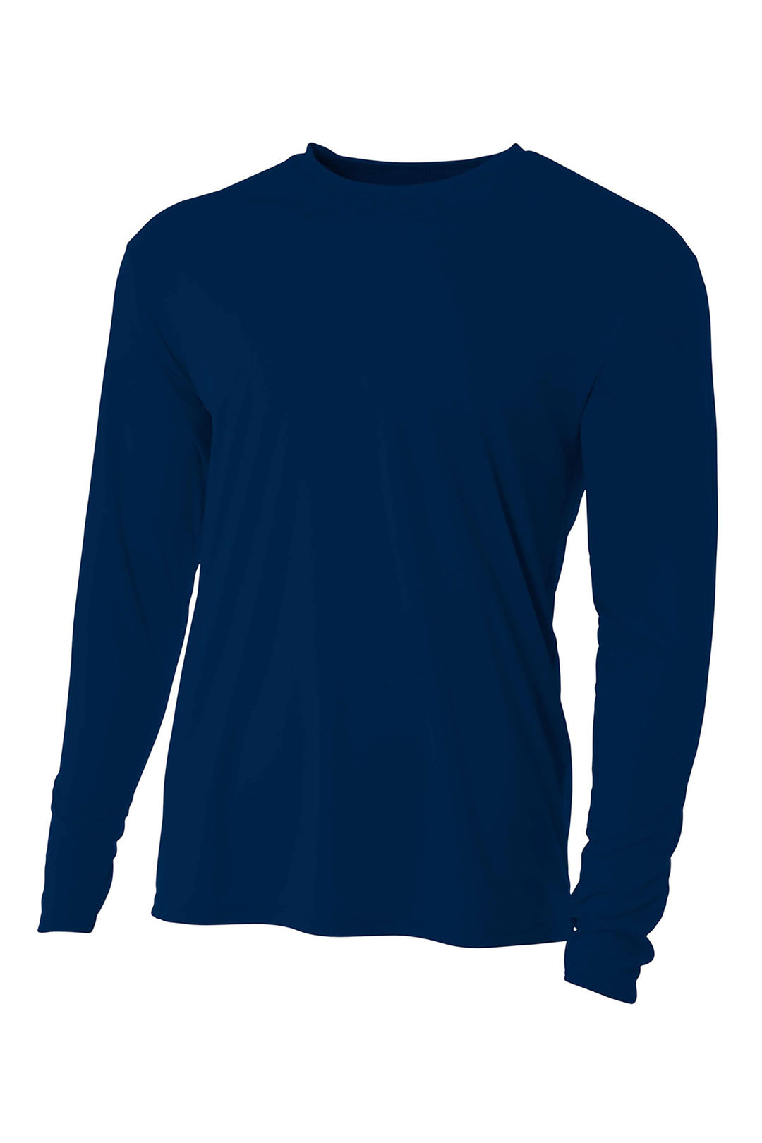 Front View of Navy A4 Cooling Performance Long Sleeve Tee A4N3165