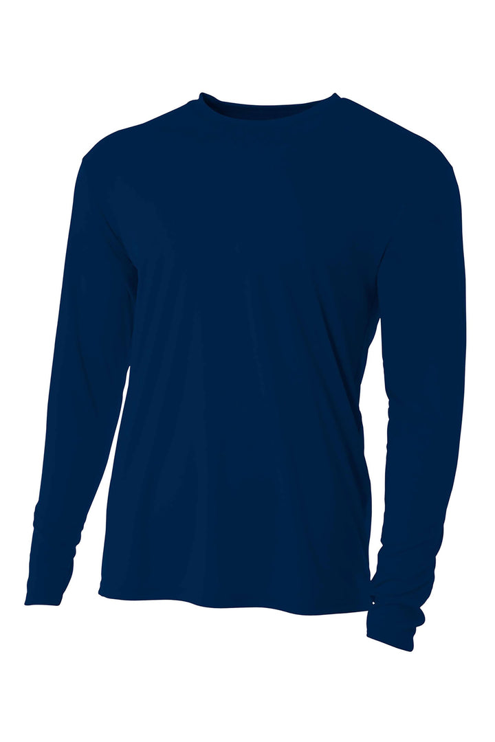 Front View of Navy A4 Cooling Performance Long Sleeve Tee A4N3165
