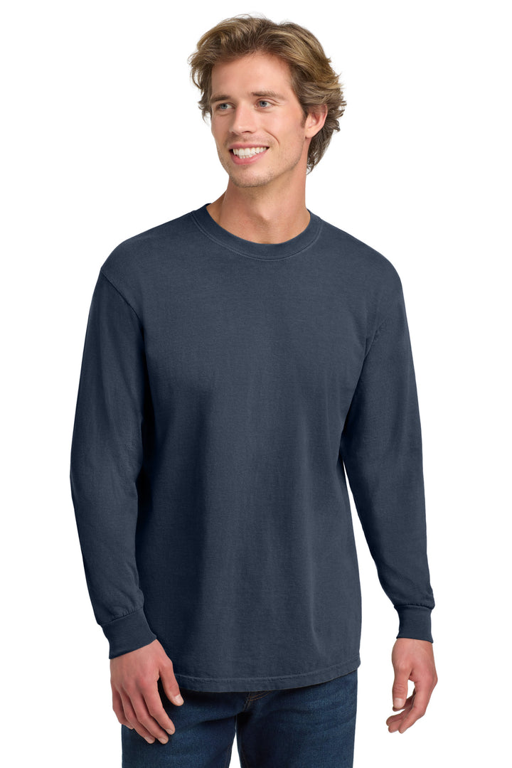 Front View of Navy COMFORT COLORS Heavyweight Ring Spun Long Sleeve Tee. 6014