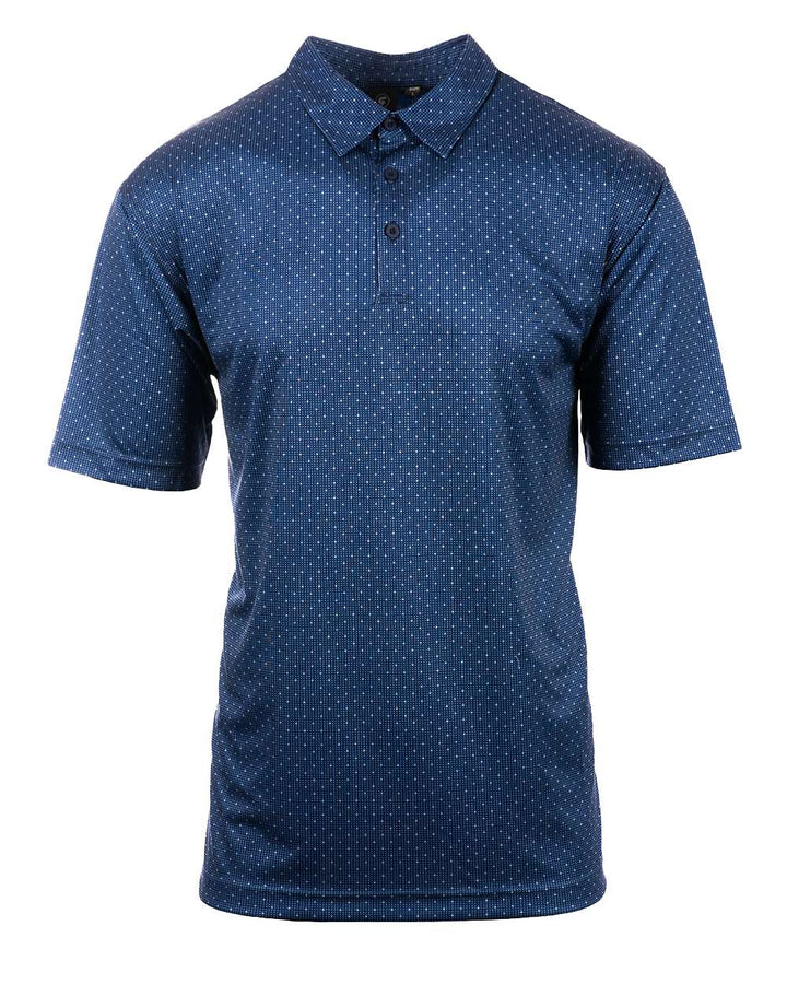 Front View of Navy Dot Golf Polo - 0101