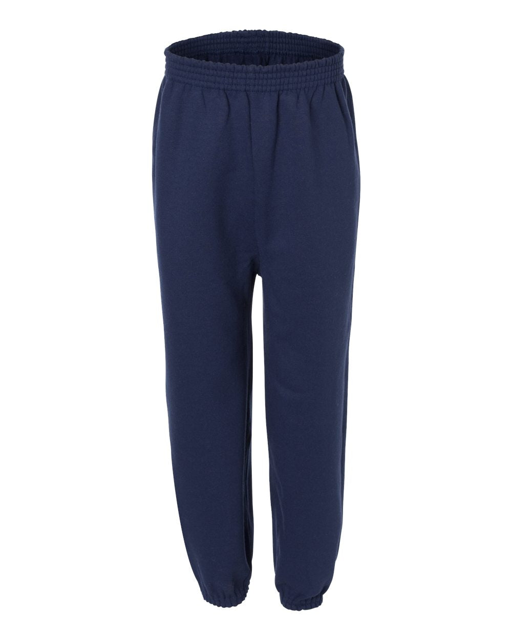 Front View of Navy Ecosmart Youth Sweatpants - P450