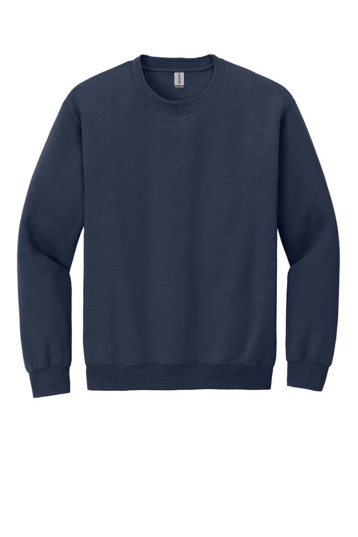 Front View of Navy Gildan Heavy Blend Crewneck Sweatshirt. 18000