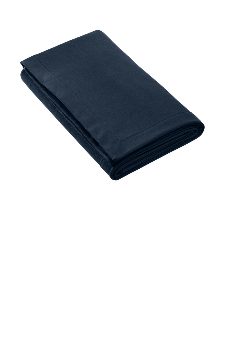 Front View of Navy Gildan Heavy Blend Fleece Stadium Blanket 18900