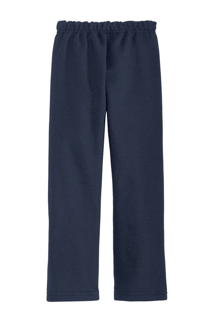 Front View of Navy Gildan Heavy Blend Open Bottom Sweatpant. 18400