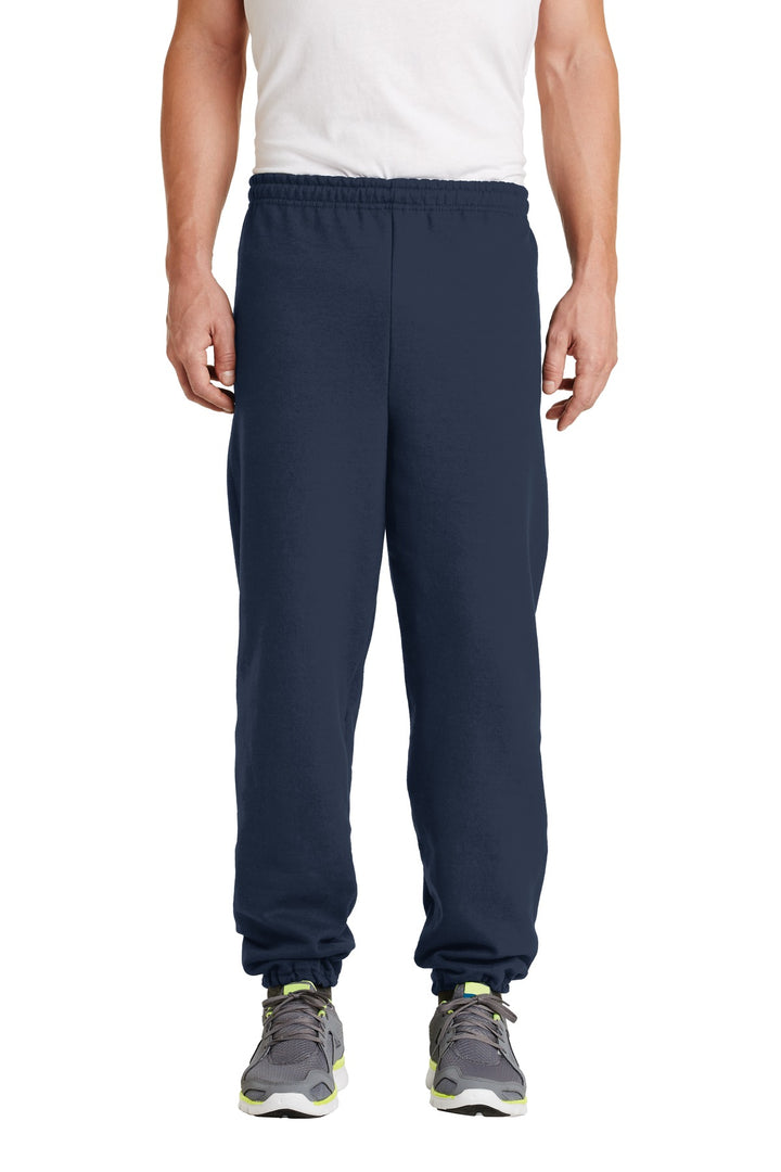Front View of Navy Gildan Heavy Blend Sweatpant. 18200