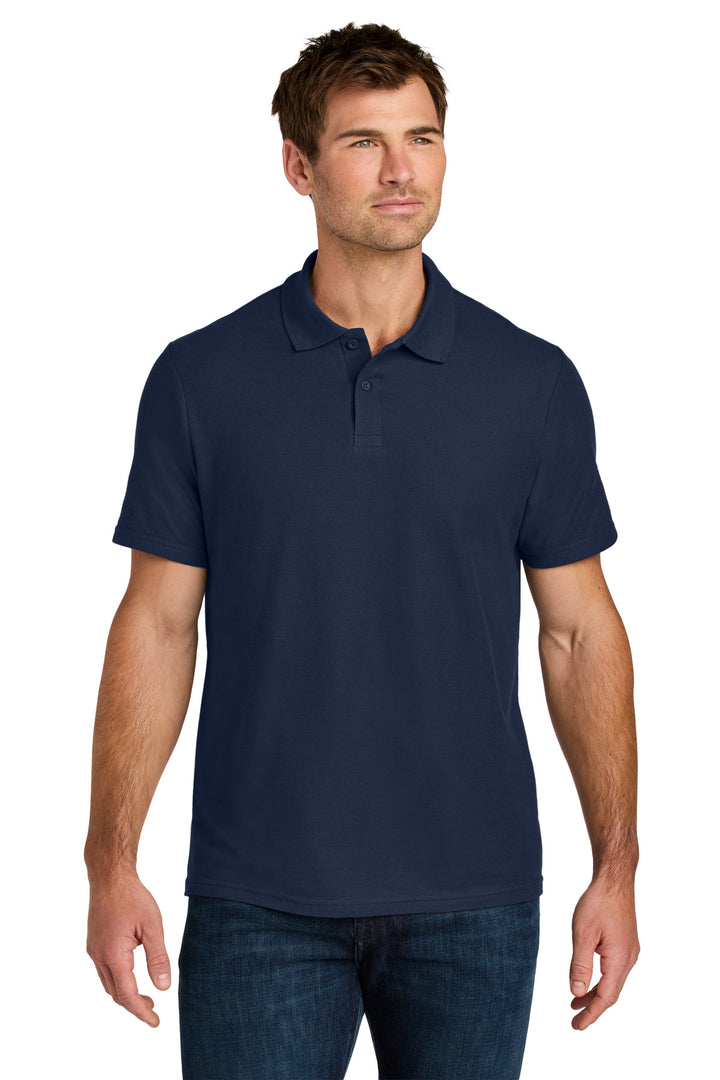 Front View of Navy Gildan Softstyle Pique Polo 64800