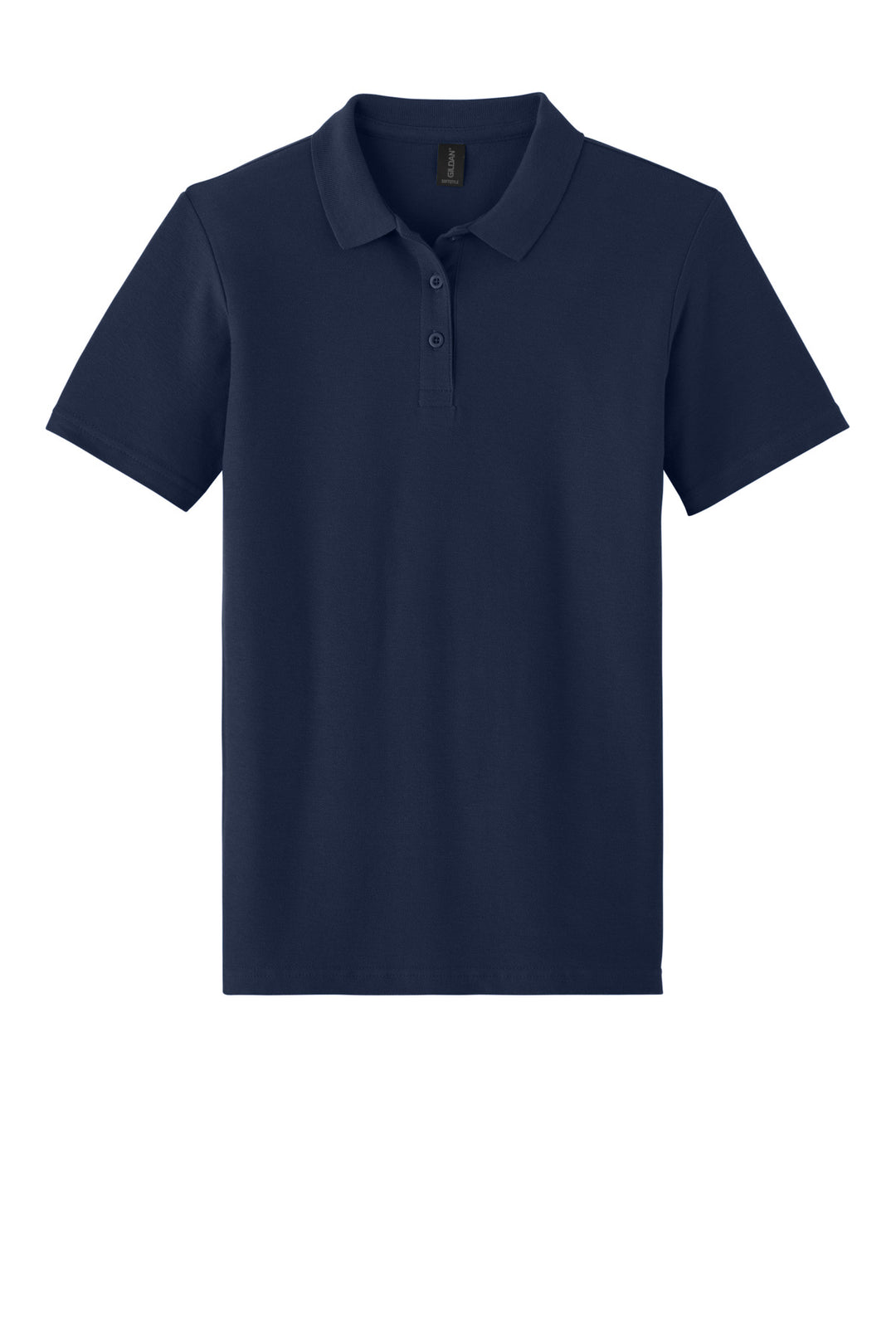 Front View of Navy Gildan Softstyle Women's Pique Polo 64800L