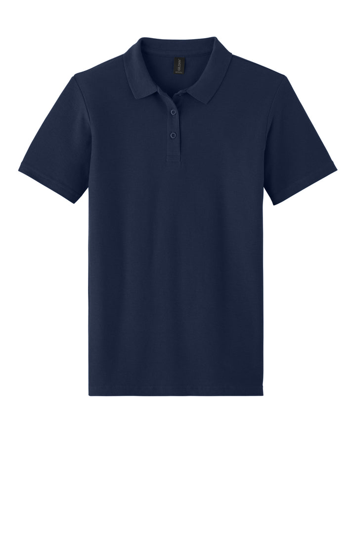 Front View of Navy Gildan Softstyle Women's Pique Polo 64800L