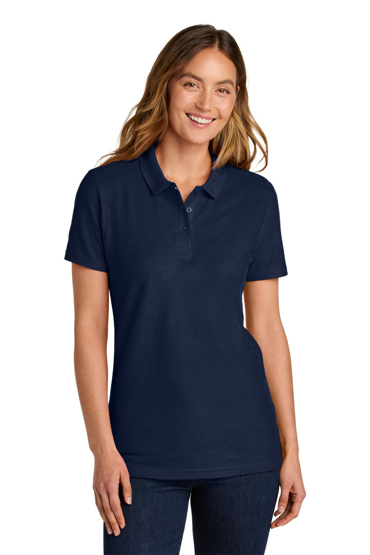 Front View of Navy Gildan Softstyle Women's Pique Polo 64800L