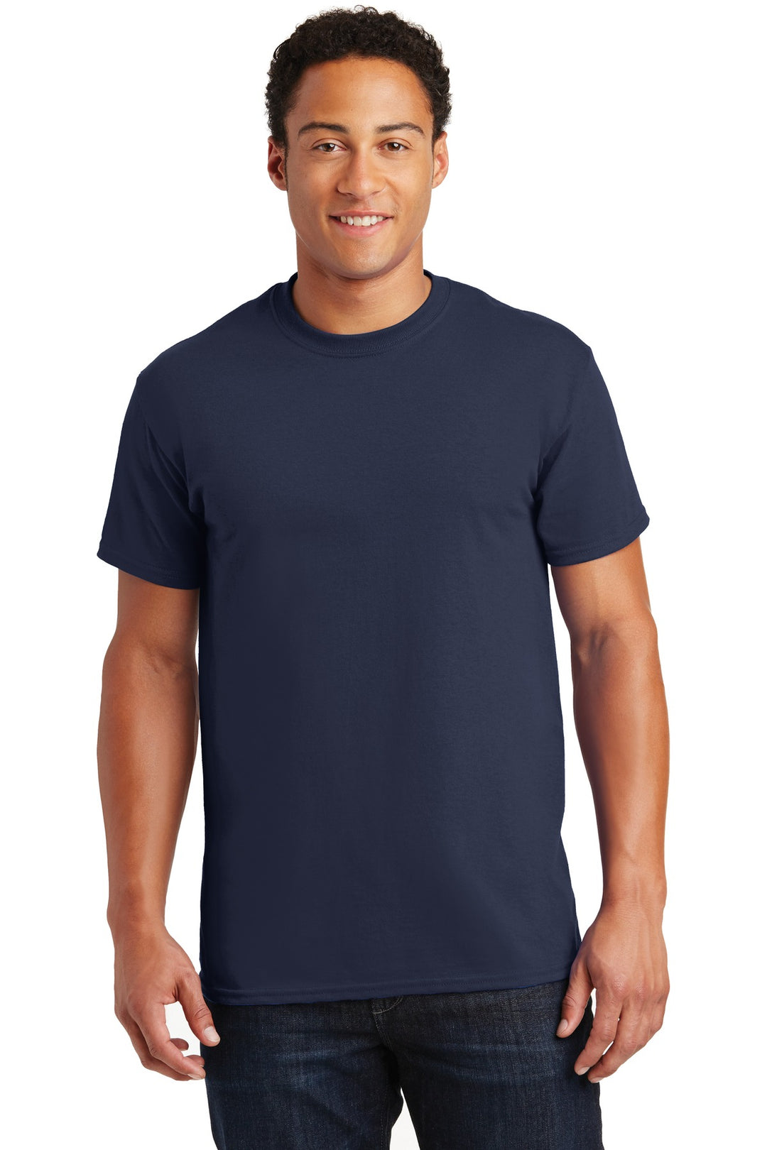 Front View of Navy Gildan - Ultra Cotton 100% US Cotton T-Shirt. 2000