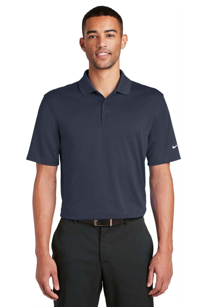 Front View of Navy Nike Dri-FIT Classic Fit Players Polo with Flat Knit Collar. 838956