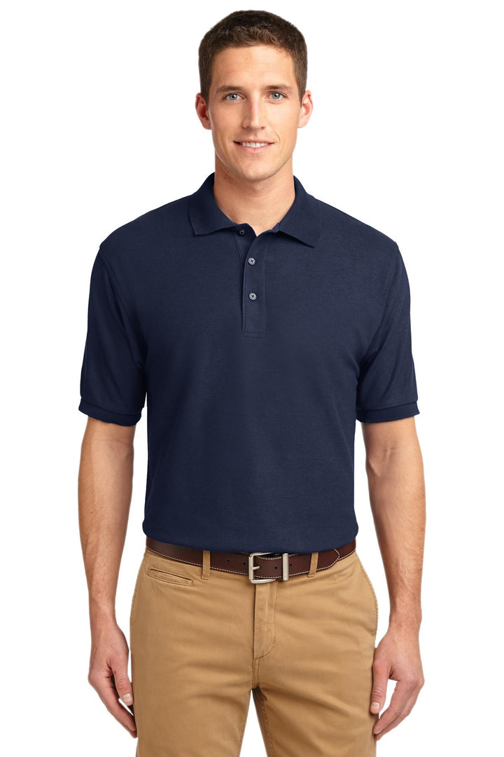 Front View of Navy Port Authority Silk Touch Polo K500