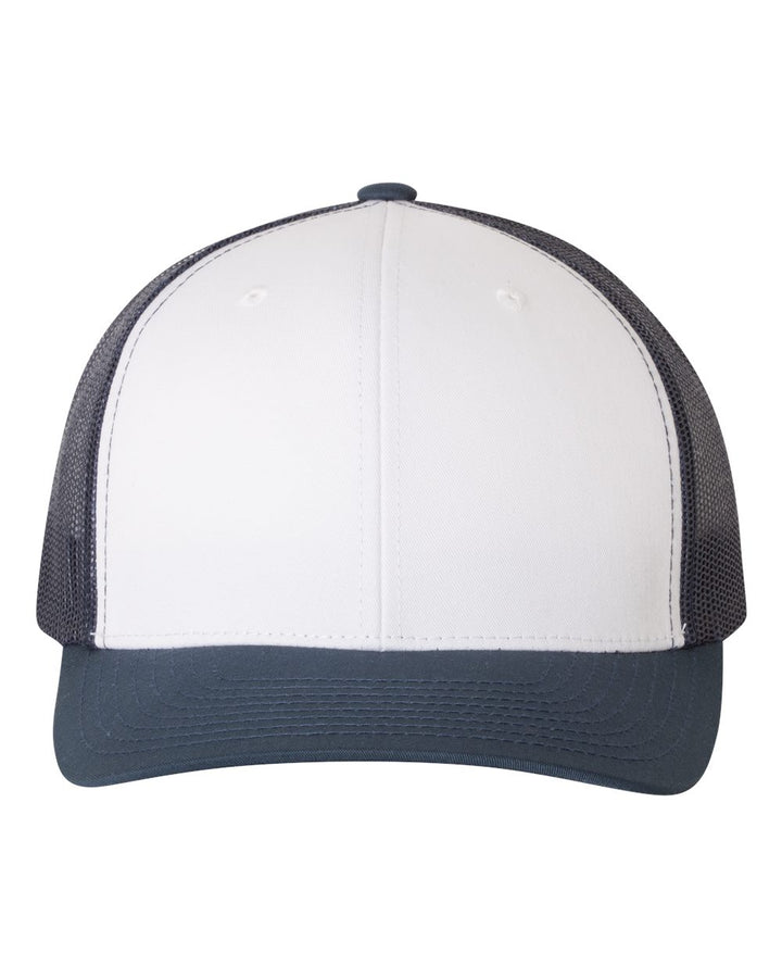 Front View of Navy/ White/ Navy Retro Trucker Cap - 6606