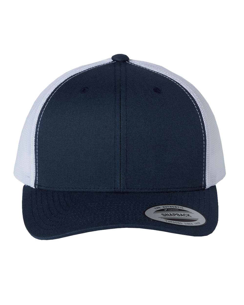 Front View of Navy/ White Retro Trucker Cap - 6606