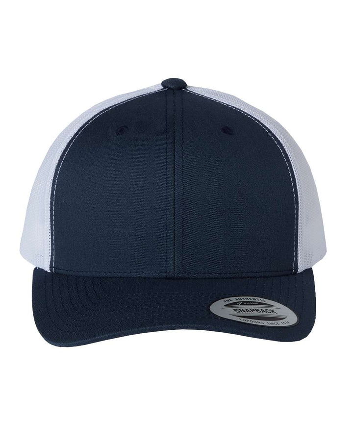 Front View of Navy/ White Retro Trucker Cap - 6606