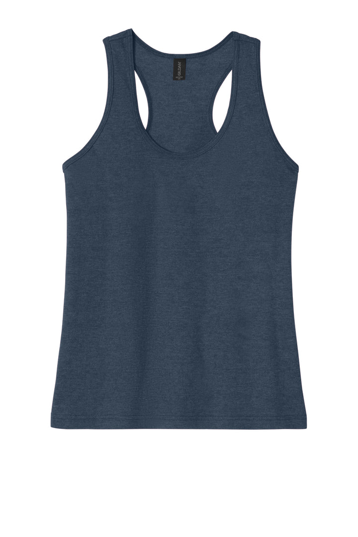 Front View of NavyMist Gildan Softstyle Women's CVC Racerback Tank 64220LCVC