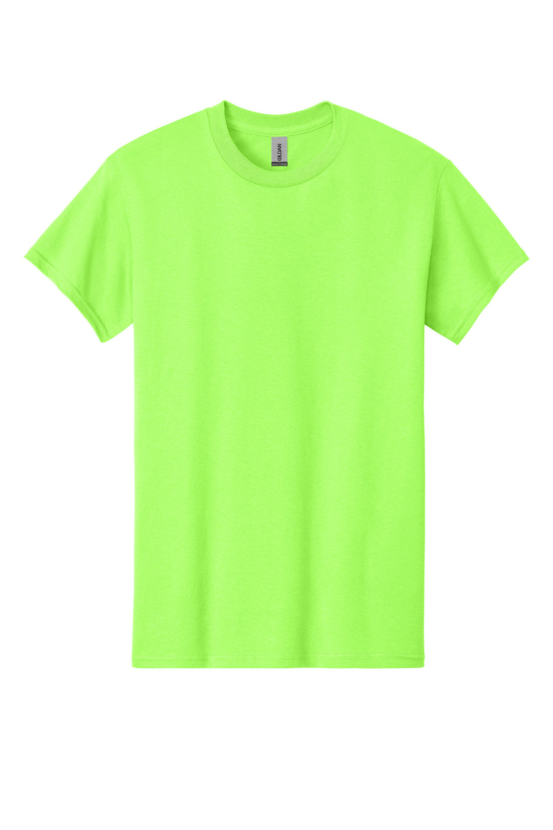 Front View of Neon Green Gildan - Heavy Cotton 100% Cotton T-Shirt. 5000