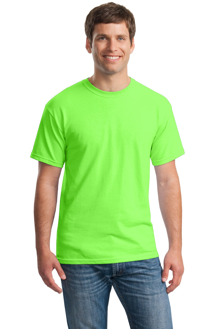 Front View of Neon Green Gildan - Heavy Cotton 100% Cotton T-Shirt. 5000