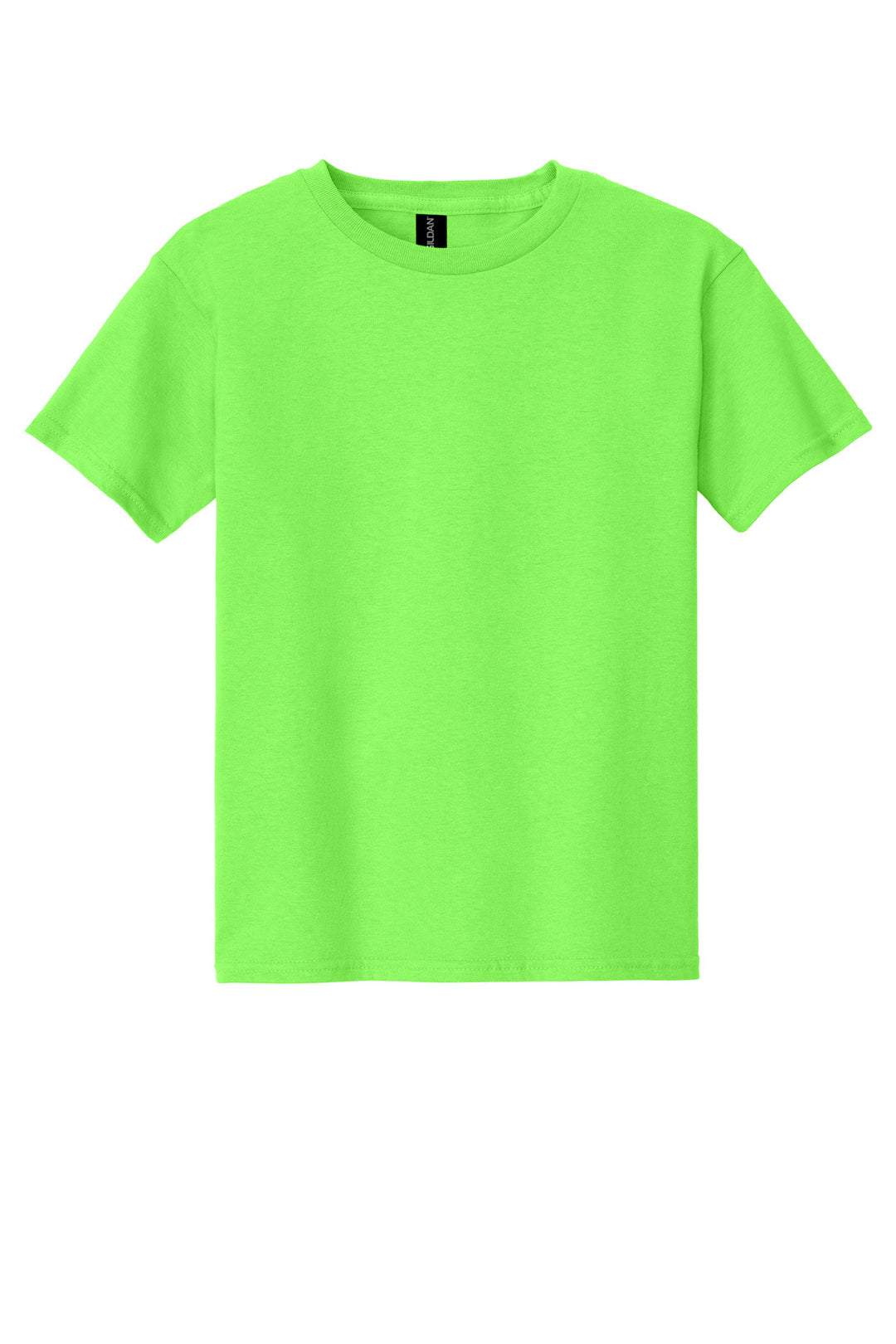 Front View of Neon Green Gildan - Youth Heavy Cotton 100% Cotton T-Shirt. 5000B