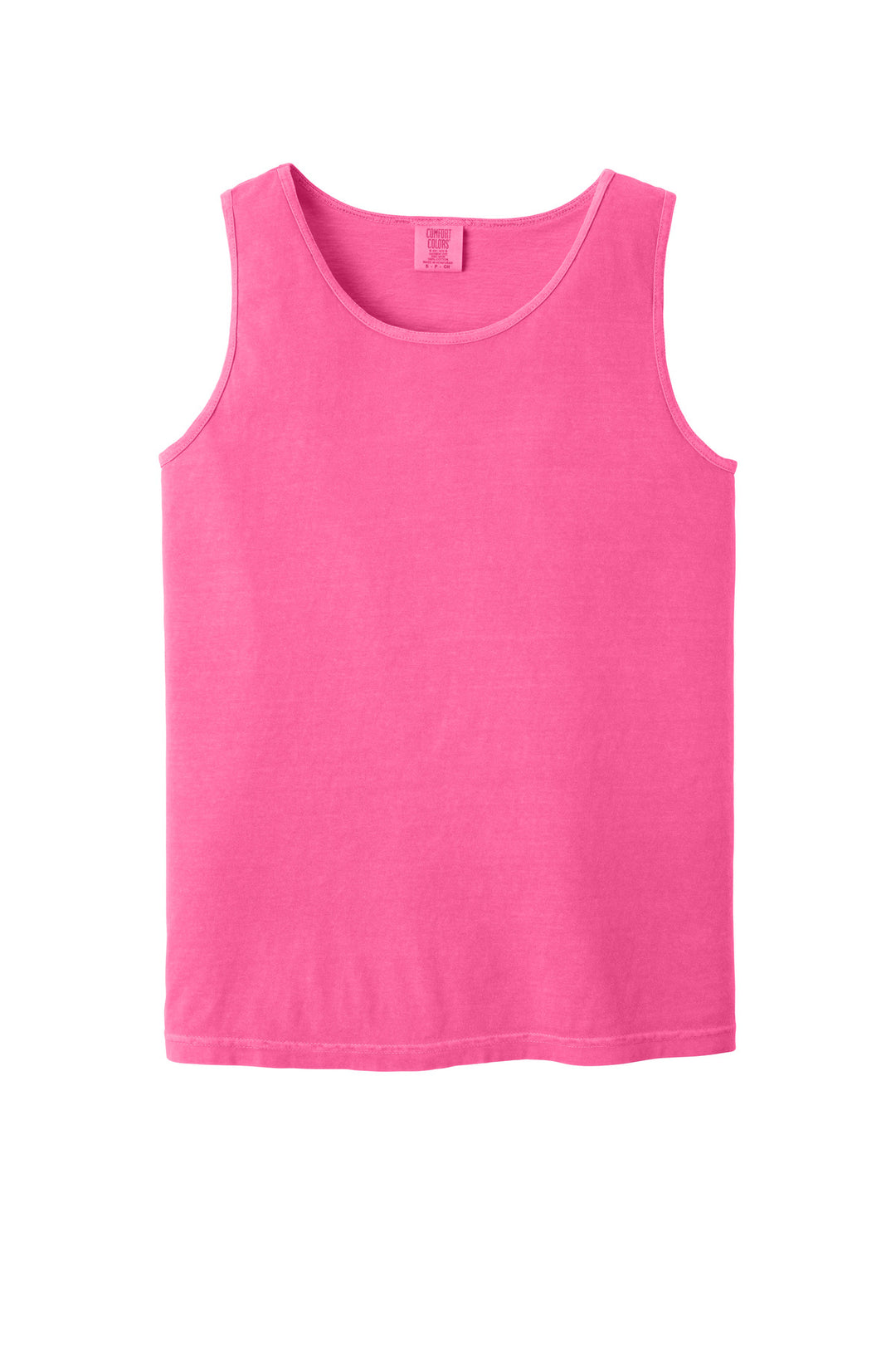 Front View of Neon Pink COMFORT COLORS Heavyweight Ring Spun Tank Top. 9360