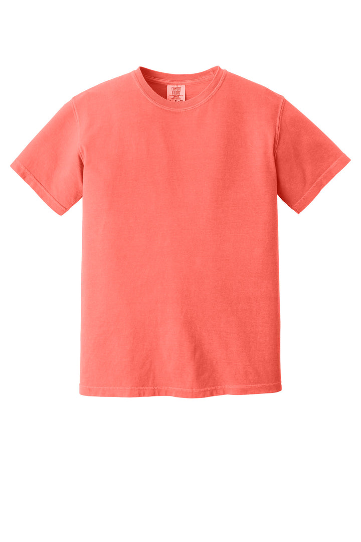 Front View of Neon Red Orng COMFORT COLORS Heavyweight Ring Spun Tee. 1717