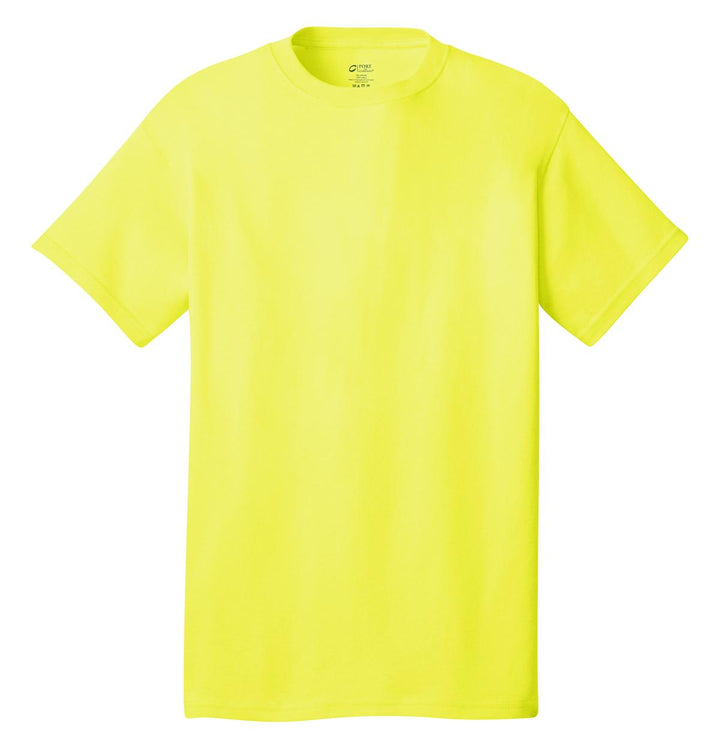 Front View of Neon Yellow Port & Company - Core Cotton Tee. PC54