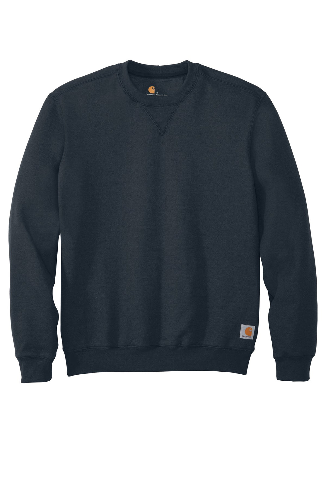 Front View of New Navy Carhartt Midweight Crewneck Sweatshirt. CTK124