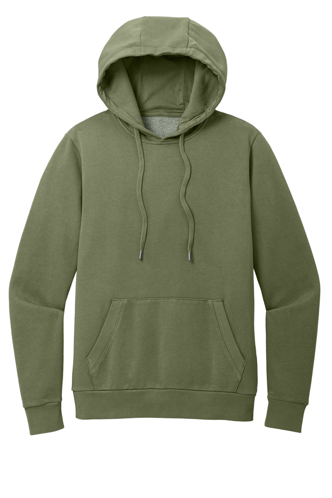 Front View of OlvDrabGn District Wash Fleece Hoodie DT2200