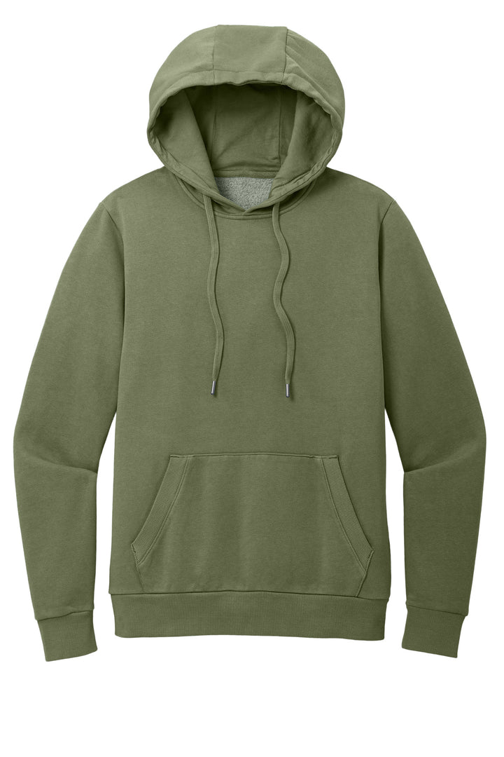 Front View of OlvDrabGn District Wash Fleece Hoodie DT2200