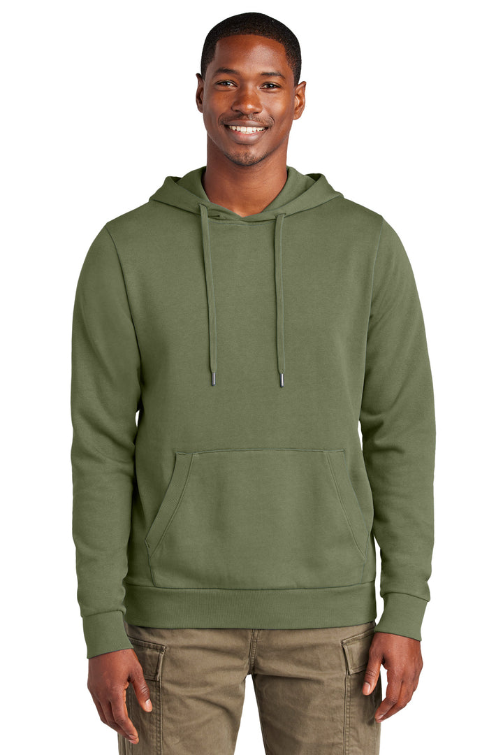Front View of OlvDrabGn District Wash Fleece Hoodie DT2200