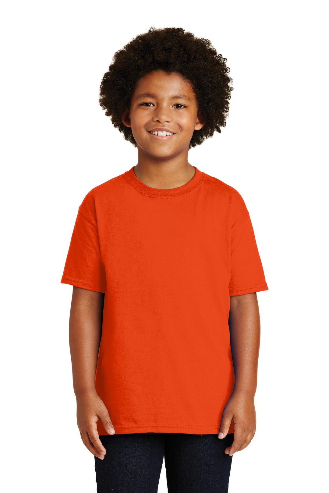 Front View of Orange Gildan - Youth Ultra Cotton 100% US Cotton T-Shirt. 2000B