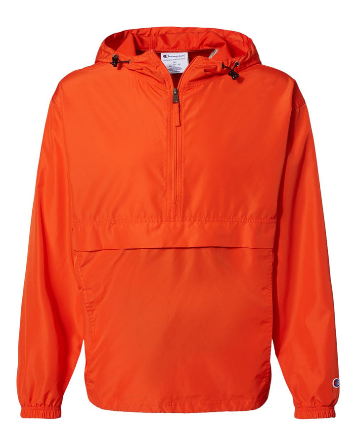 Front View of Orange Packable Anorak Jacket - CO200