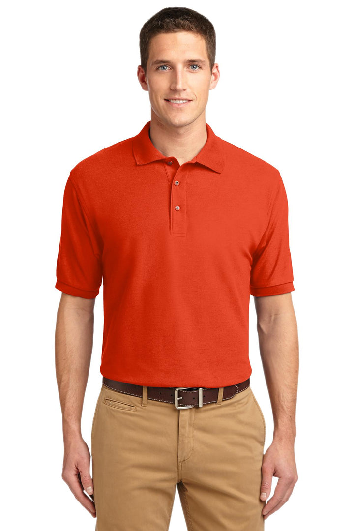 Front View of Orange Port Authority Silk Touch Polo K500