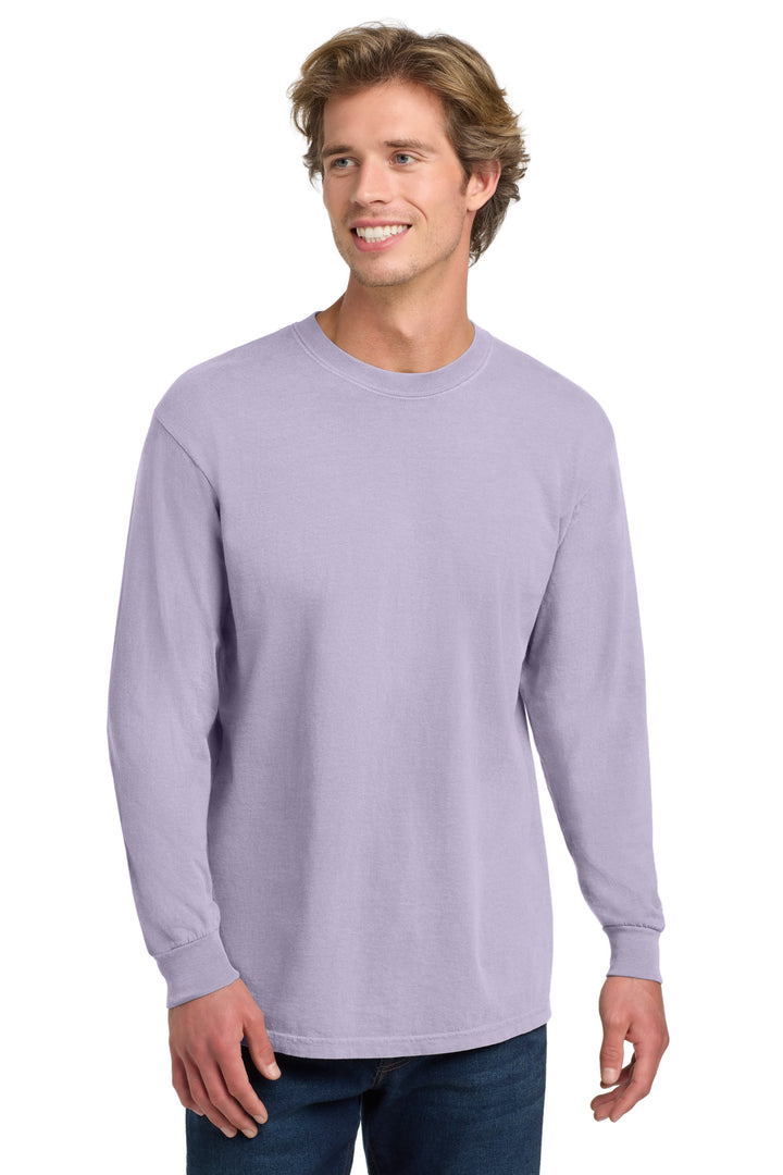 Front View of Orchid COMFORT COLORS Heavyweight Ring Spun Long Sleeve Tee. 6014