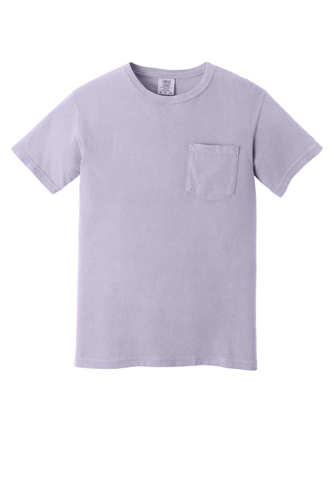 Front View of Orchid COMFORT COLORS Heavyweight Ring Spun Pocket Tee. 6030