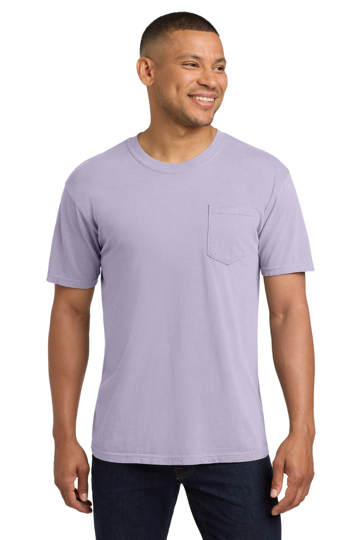 Front View of Orchid COMFORT COLORS Heavyweight Ring Spun Pocket Tee. 6030