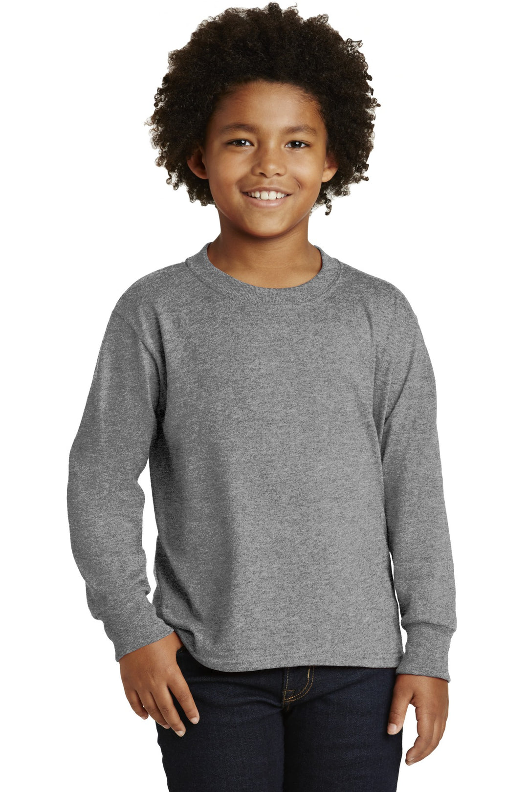 Front View of Oxford Jerzees Youth Dri-Power 50/50 Cotton/Poly Long Sleeve 29BL