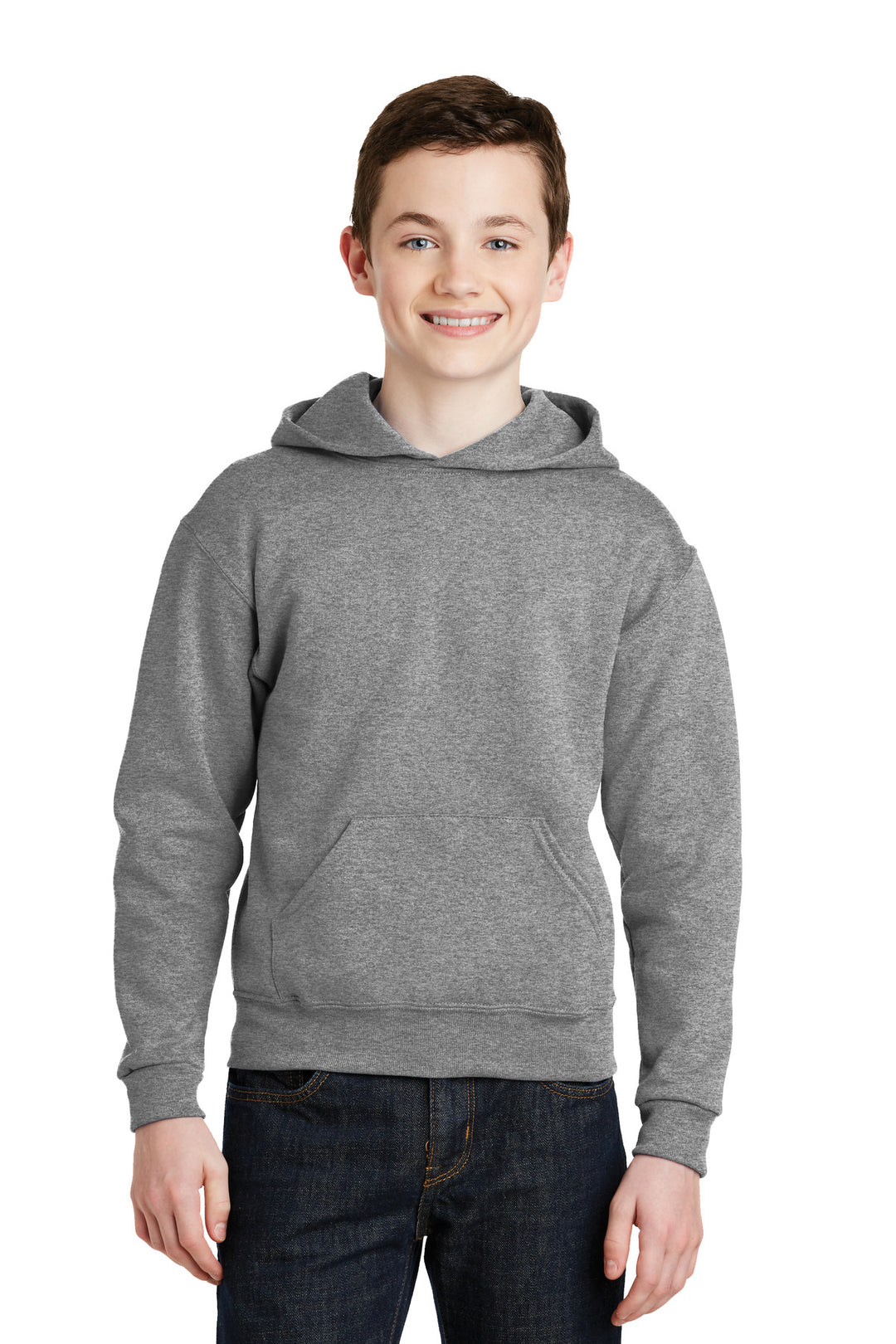 Front View of Oxford Jerzees - Youth NuBlend Pullover Hooded Sweatshirt. 996Y