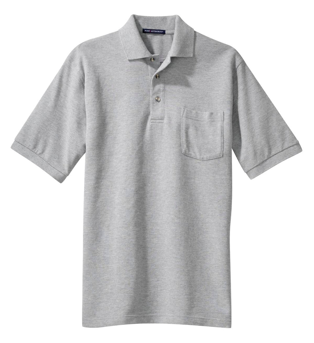 Front View of Oxford Port Authority Heavyweight Cotton Pique Polo with Pocket. K420P