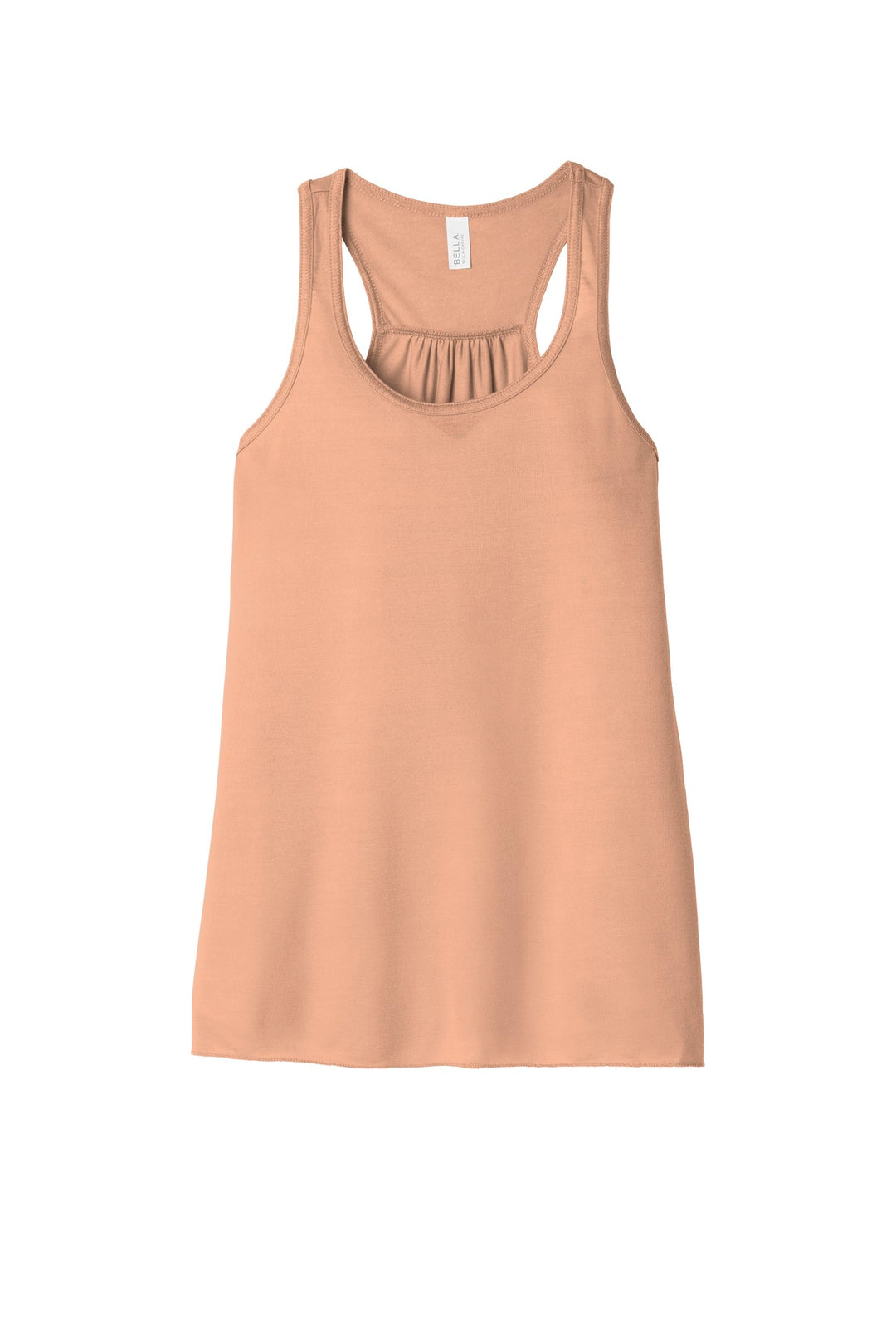 Front View of Peach BELLA+CANVAS Women's Flowy Racerback Tank. BC8800